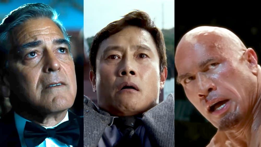 George Clooney in "Jay Kelly", Lee Byung-Hun in "No Other Choice", and Dwayne Johnson in "The Smashing Machine"